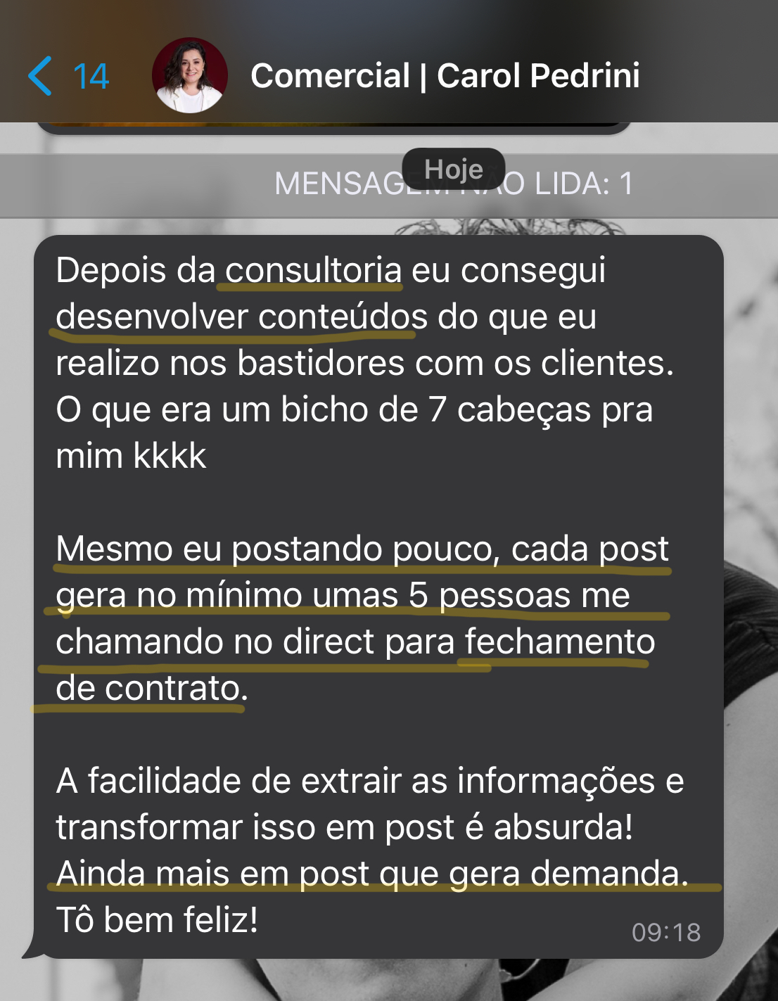 Prova social de resultado 1